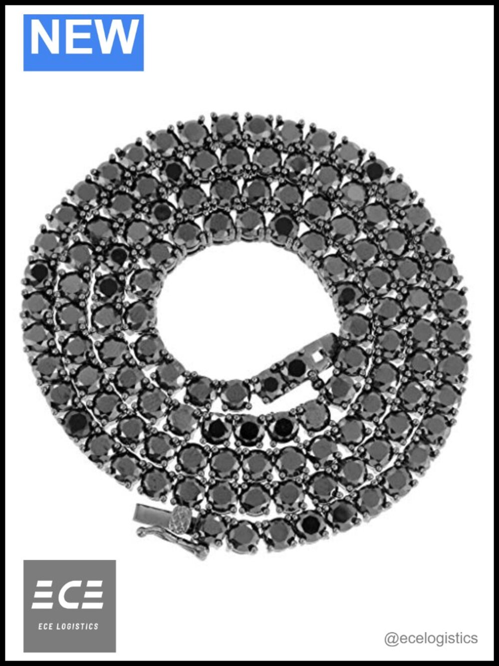Lab Created Diamond Tennis Necklace 3MM-6MM Black Finish Box Clasp
